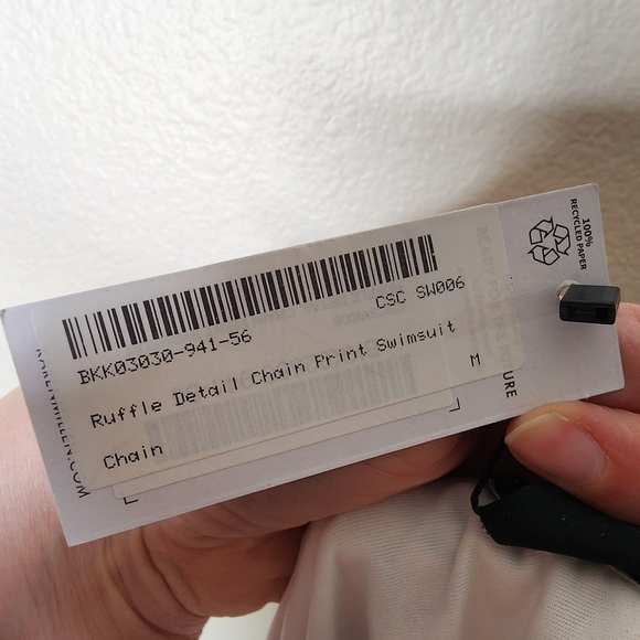 Karen Millen Ruffle Detail Chain Print Swimsuit M NWT - Picture 6 of 7